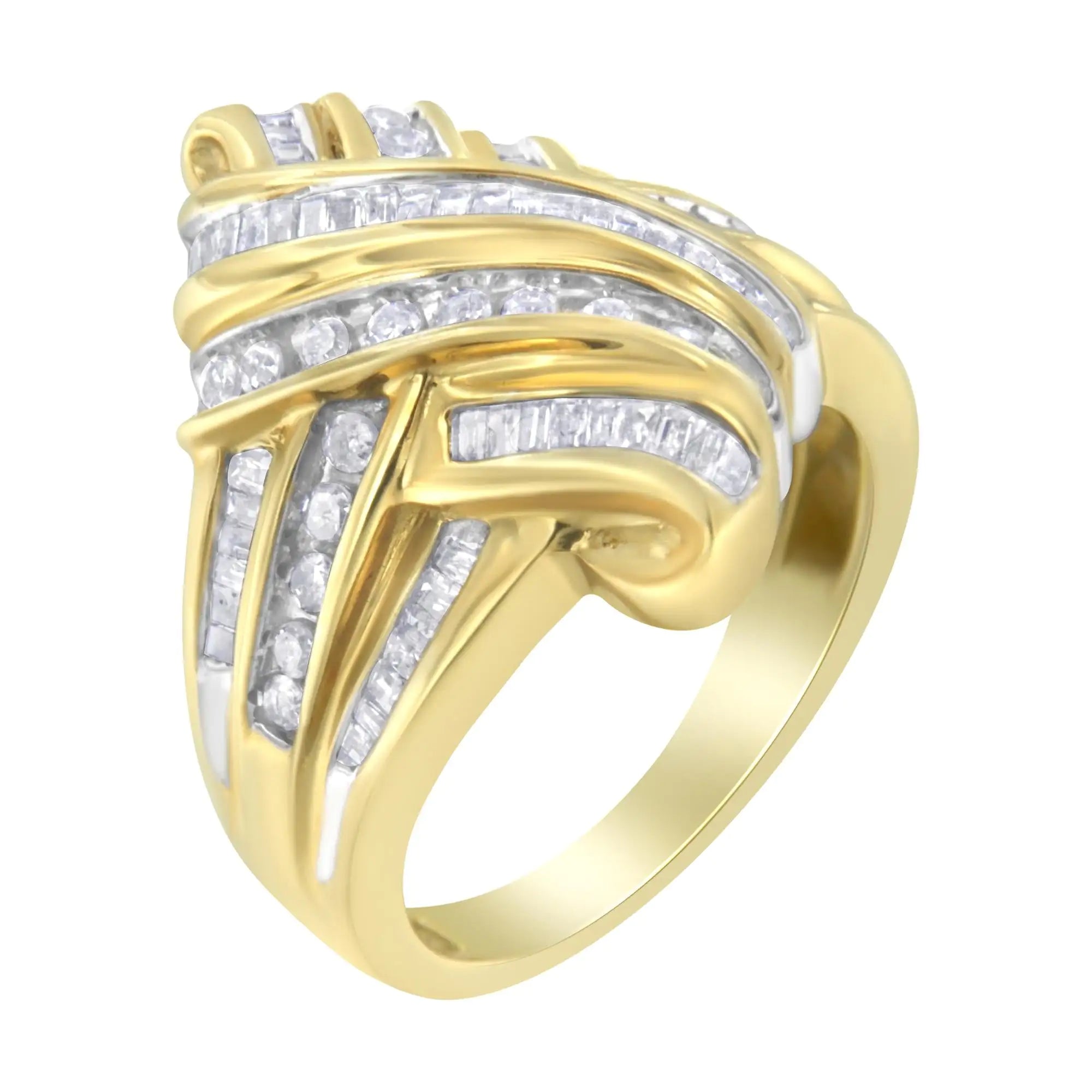 10K Yellow Gold Diamond Bypass Ring (1.0 cttw, H-I Color, I2-I3 Clarity)