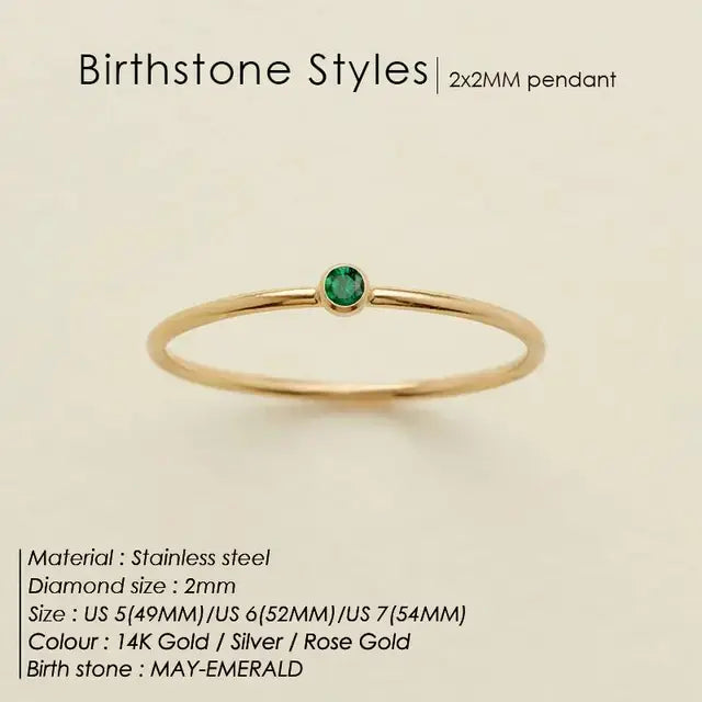 Stainless Steel Birthstone Ring