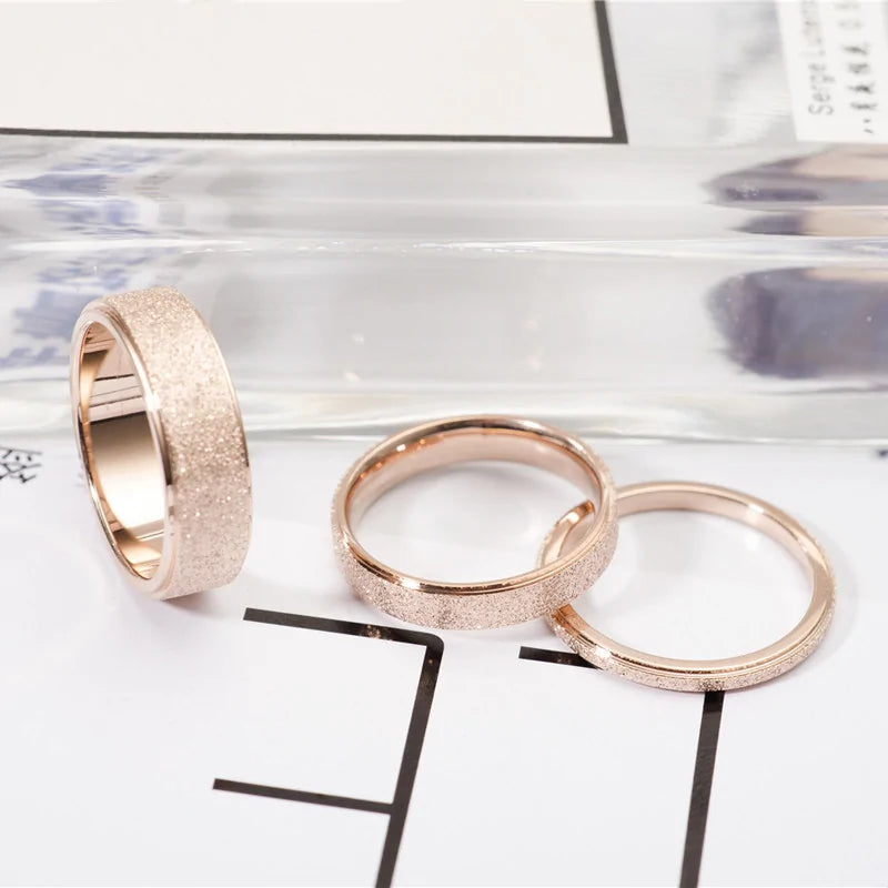 Rose Gold Color Frosted Finger Ring