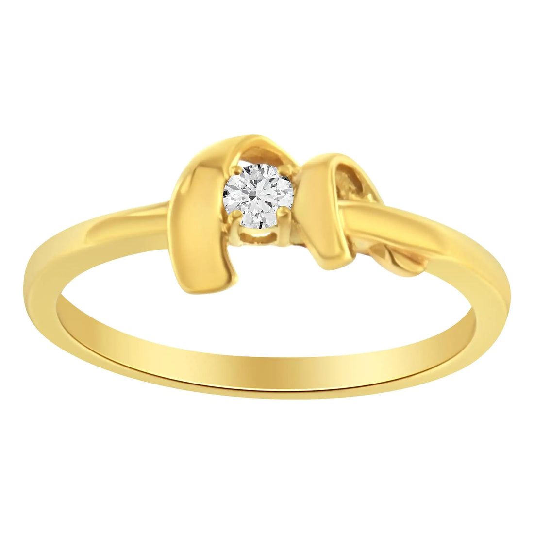 10kt Yellow Gold 1/10 Cttw Brilliant Round-cut Diamond Swirling Solitaire Promise Ring (H-I Color, SI2-I1 Clarity)