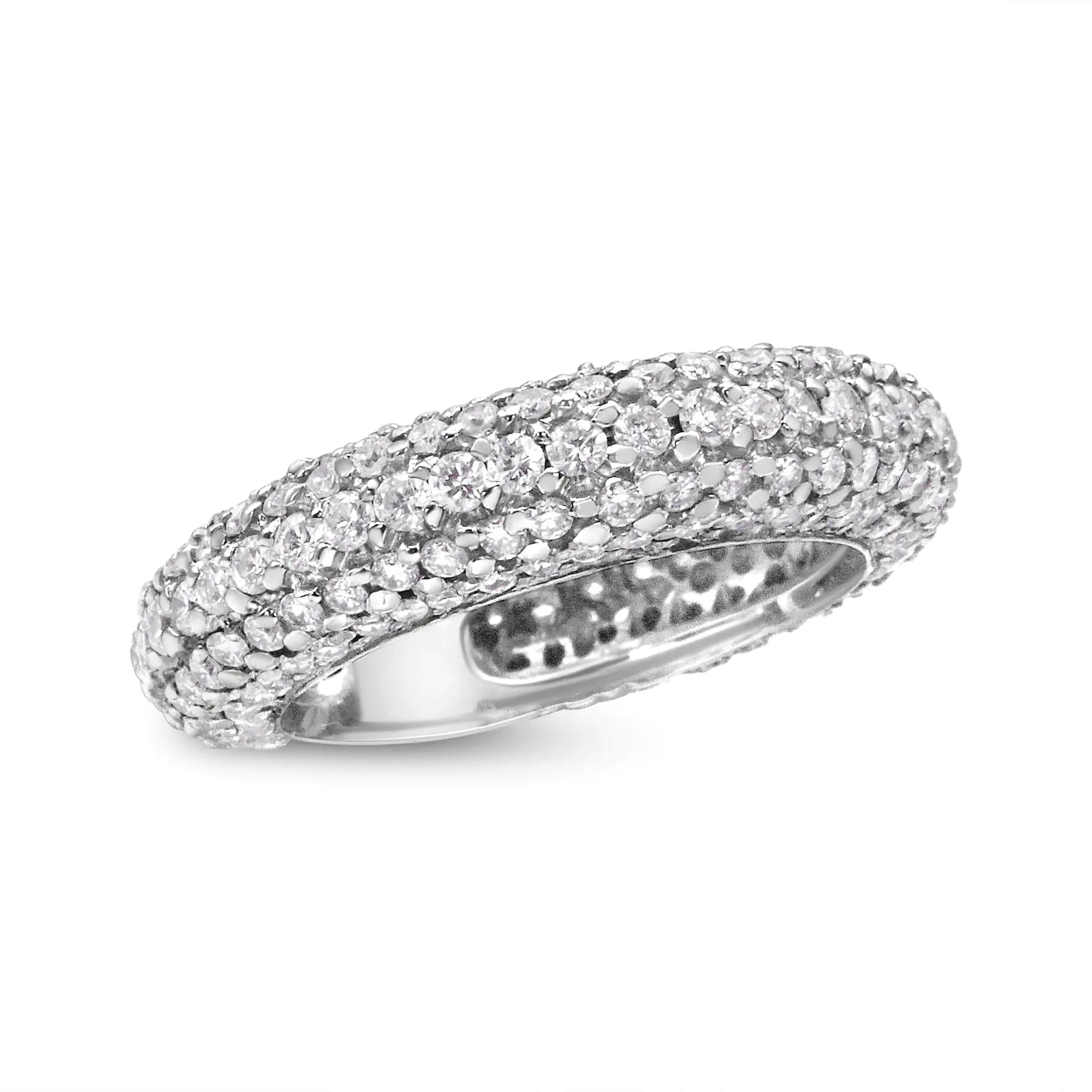 14K White Gold 2 1/2 Cttw Round-Cut Diamond Cluster Band Ring (H-I Color, SI1-SI2 Clarity)