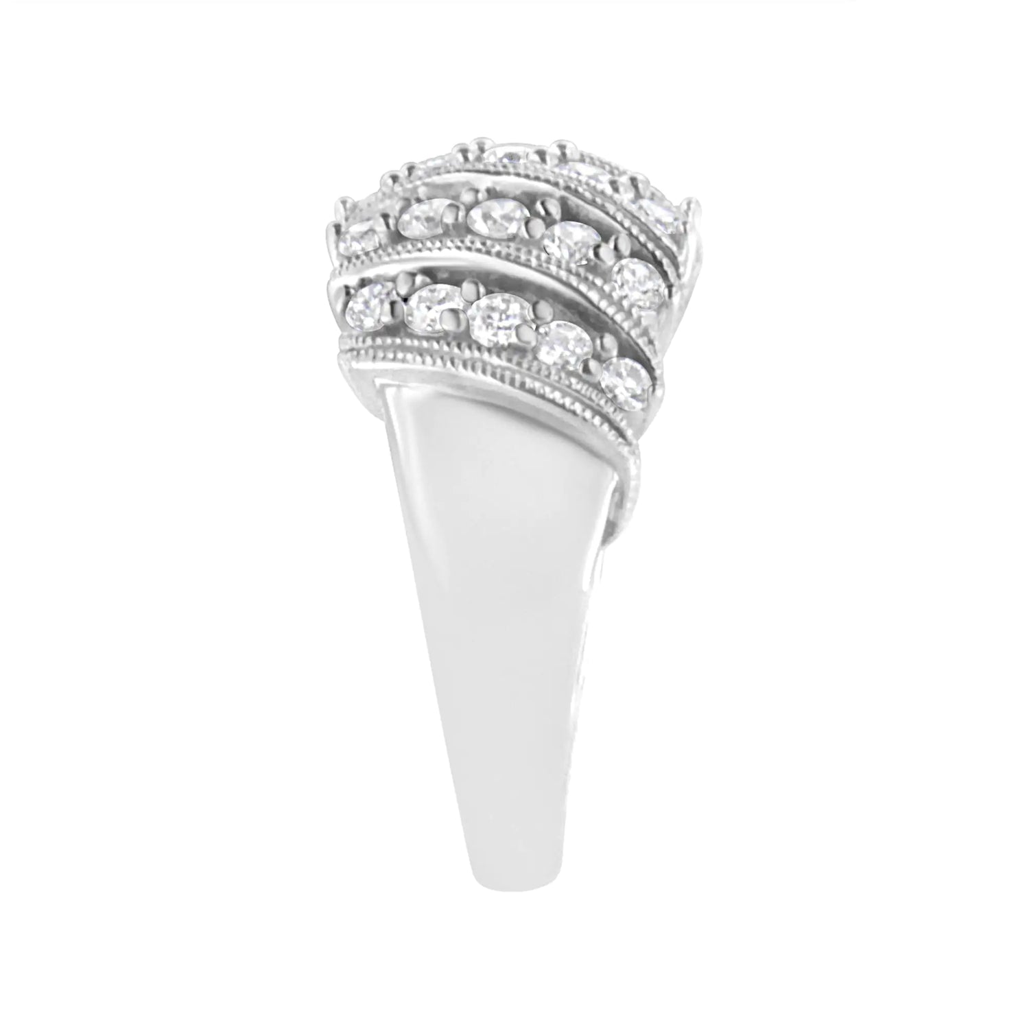 .925 Sterling Silver 1 cttw Lab Grown Diamond Cluster Band Ring (F-G Color, VS2-SI1 Clarity)