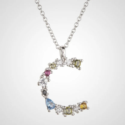 ANDYWEN 925 Sterling Silver Gold Letter M Opal Initial Necklace