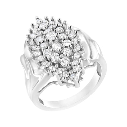 .925 Sterling Silver 1 cttw Lab Grown Diamond Cluster Ring (F-G Color, VS2-SI1 Clarity)