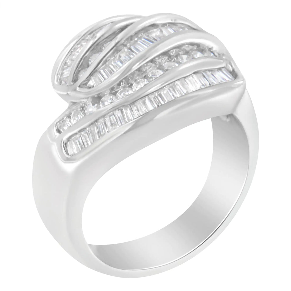 14KT White Gold Diamond Bypass Band Ring (1 cttw, H-I Color, SI1-SI2 Clarity)