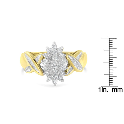 10K Yellow Gold Round And Baguette-Cut Diamond Ring (1/2 Cttw, H-I Color, I1-I2 Clarity)