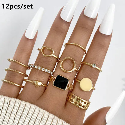 Gold Geometric Ring Set