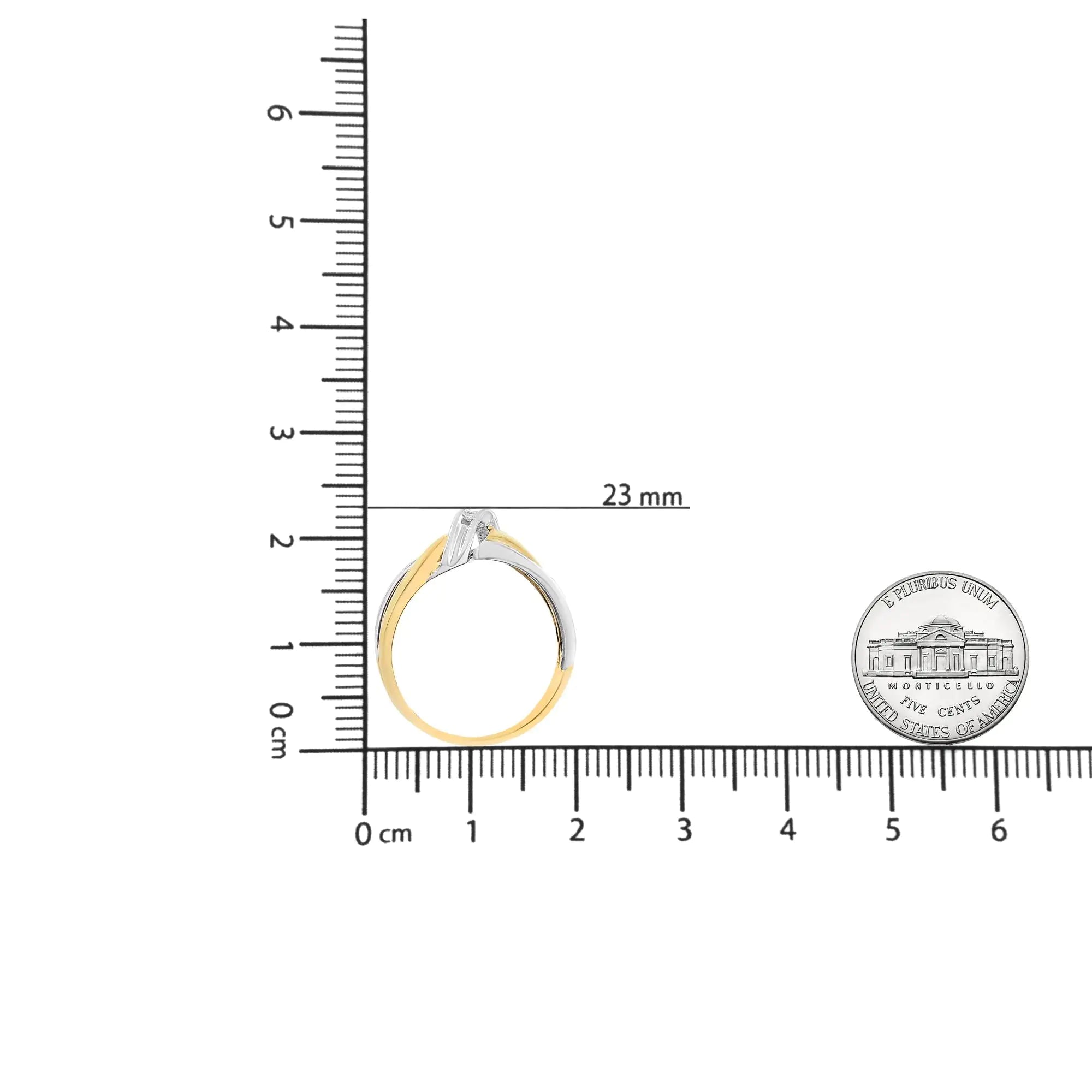 10K Yellow and White Gold 1/20 Cttw Round-Cut Diamond Bypass Ring (I2 Color, I-J Clarity)