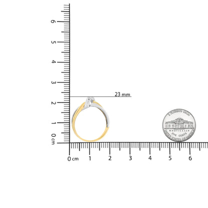 10K Yellow and White Gold 1/20 Cttw Round-Cut Diamond Bypass Ring (I2 Color, I-J Clarity)