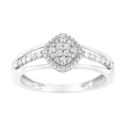 .925 Sterling Silver 1/10 Cttw Diamond Split Shank Promise Cocktail Ring (I-J Color, I1-I2 Clarity)