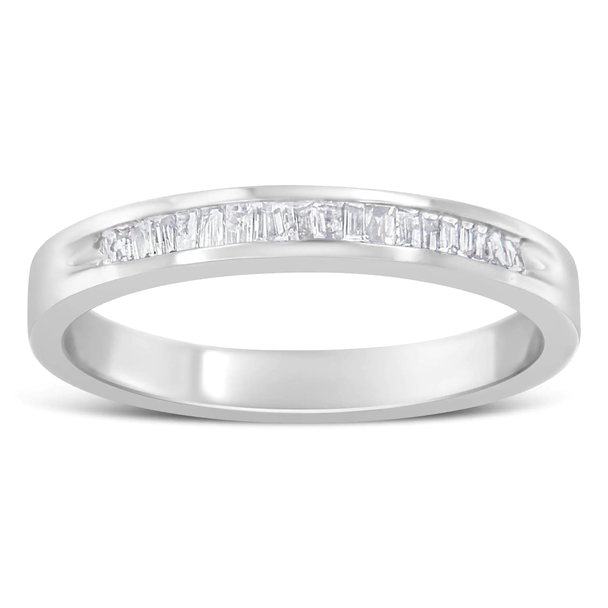 .925 Sterling Silver 1/5 Cttw Diamond Channel-Set Stackable Band Ring (H-I Color, I1-I2 Clarity)