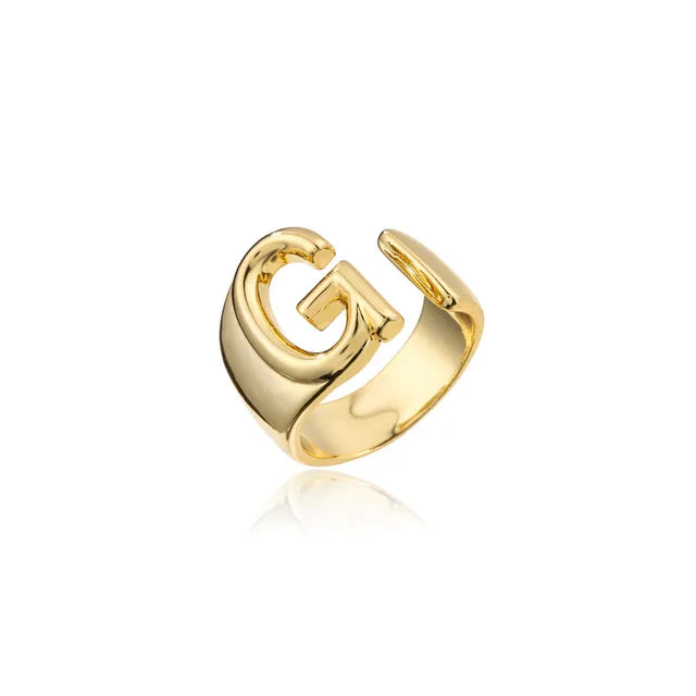 Adjustable Gold Alphabet Ring For Women