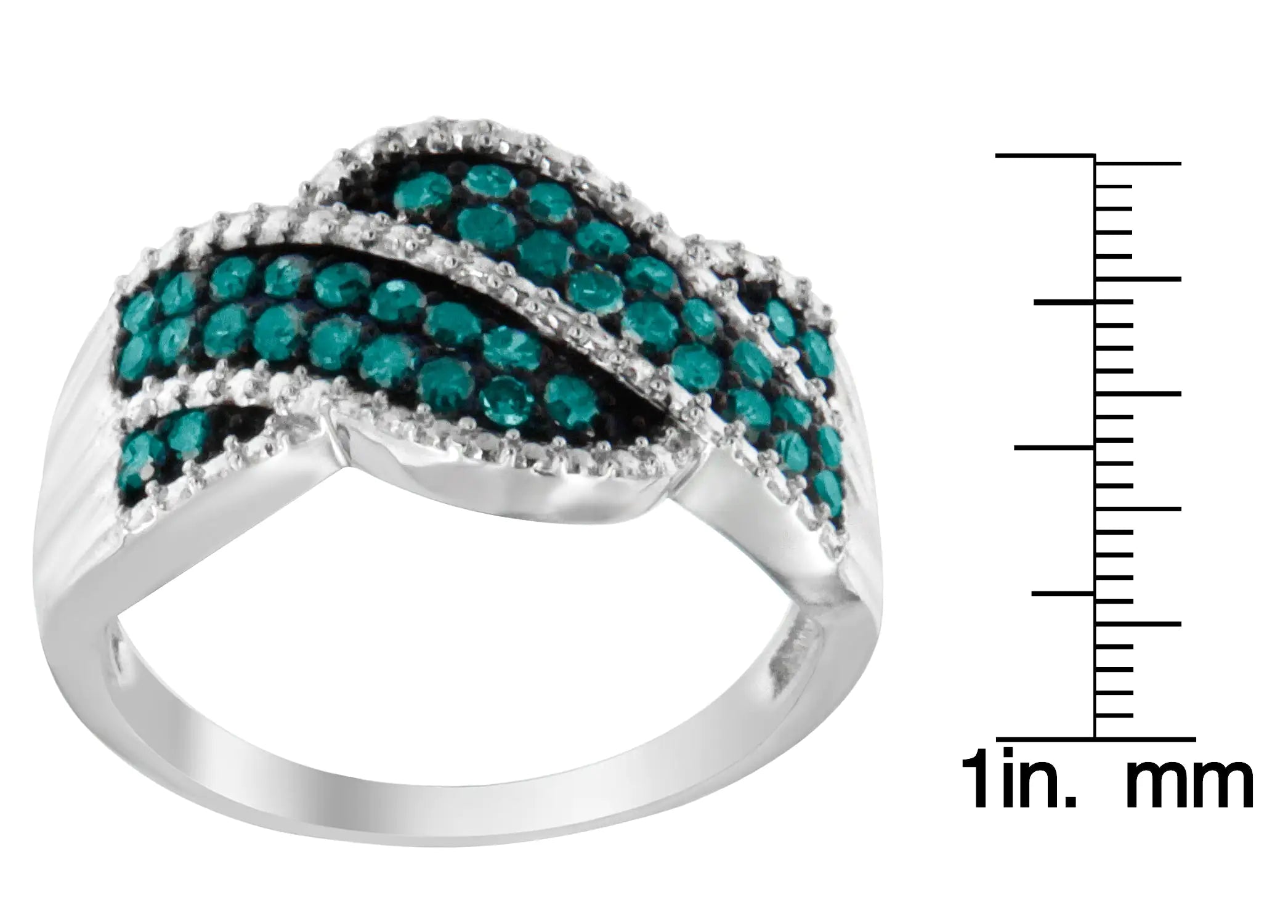 .925 Sterling Silver Treated Blue Color Diamond cocktail Ring (1/2 Cttw, Treated Blue Color, I2-I3 Clarity)