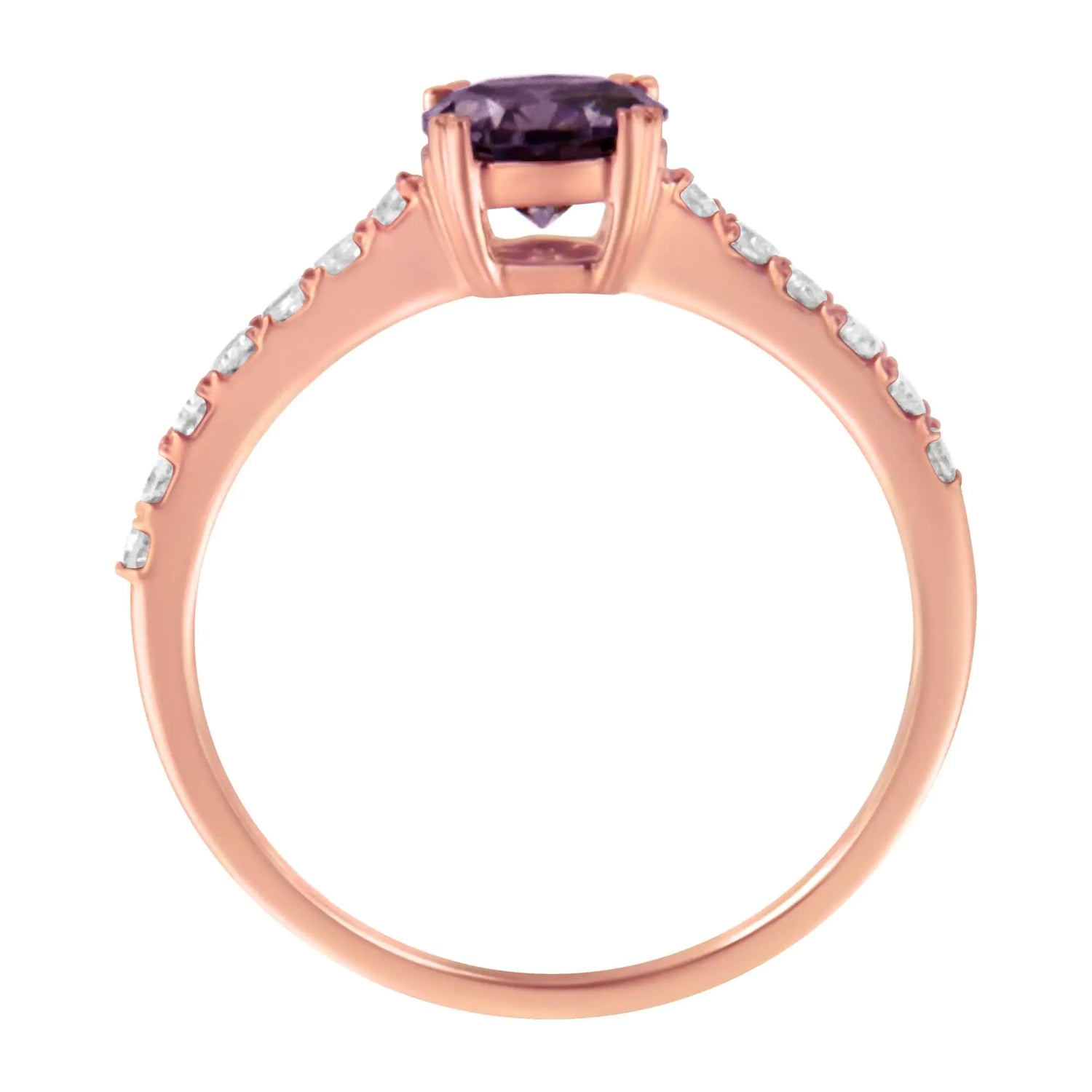 10K Rose Gold 1/4 Cttw Diamond and 6MM Gemstone Halo Ring(H-I Color, I1-I2 Clarity)