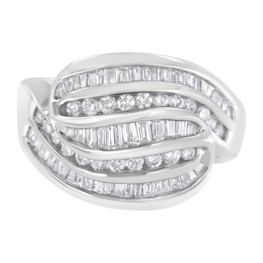 14KT White Gold Diamond Bypass Band Ring (1 cttw, H-I Color, SI1-SI2 Clarity)