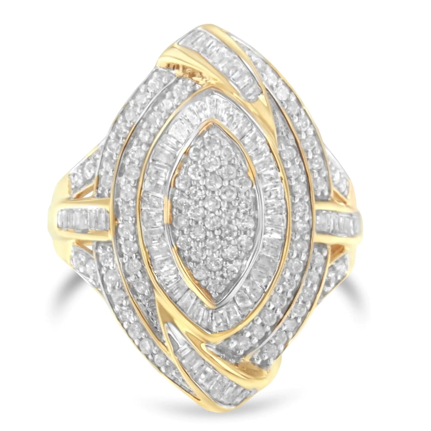 10K Yellow Gold Diamond Cocktail Ring (1 cttw, I-J Color, I2-I3 Clarity)