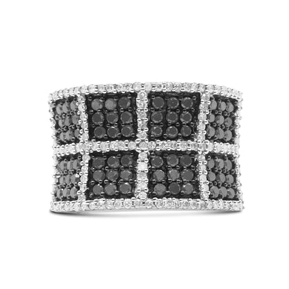 14K White Gold 1 1/2 Cttw White and Treated Black Diamond Cocktail Ring (H-I Color, I1-I2 Clarity)