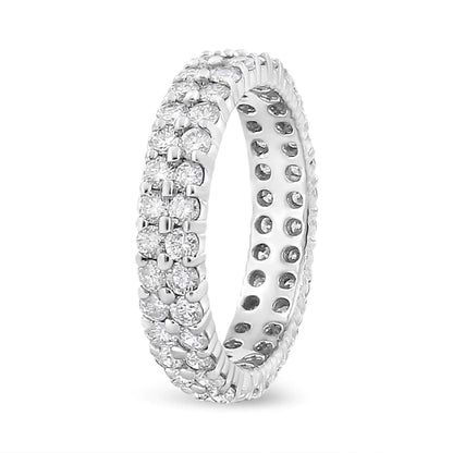 14K White Gold 2.0 Cttw Round-Cut Diamond Double Row Eternity Band Ring (H-I Color, SI1-SI2 Clarity)