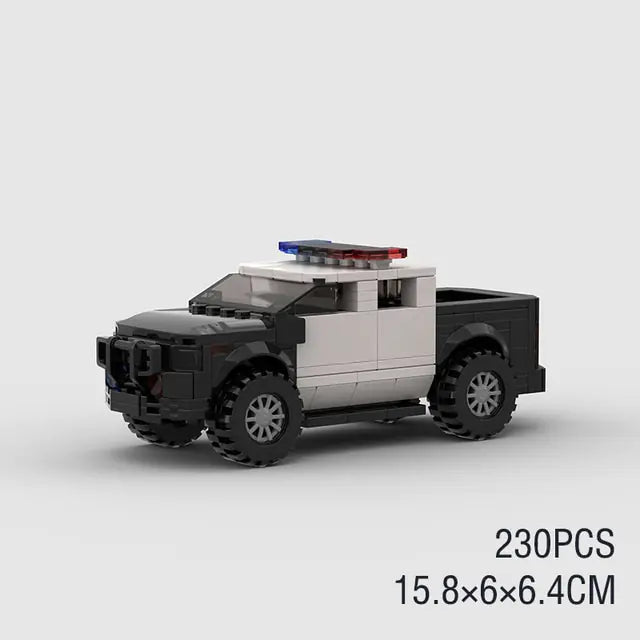 Racing Police Van City Car Speed Champions Sports Model Building Blocks