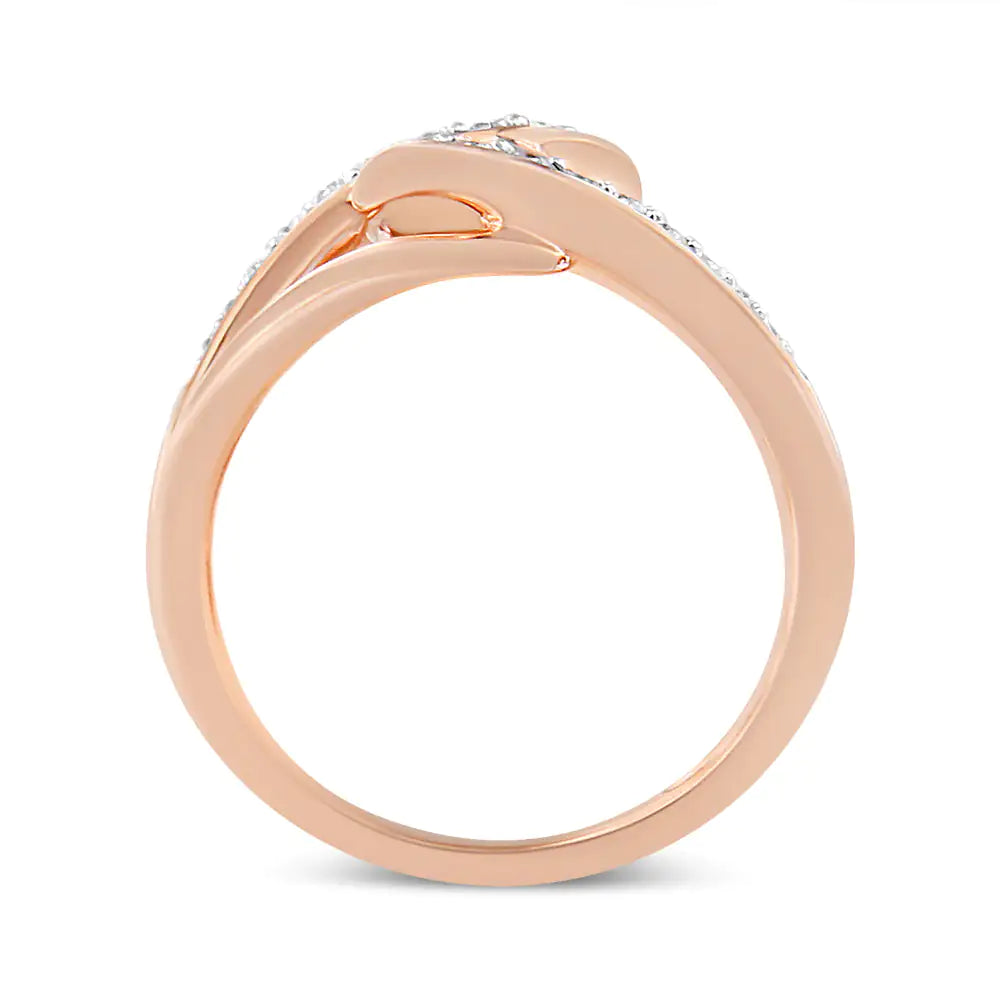 10K Rose Gold 1/2 Cttw Round-Cut Diamond Intertwined Multi-Loop Cocktail Ring (I-J Color, I1-I2 Clarity)