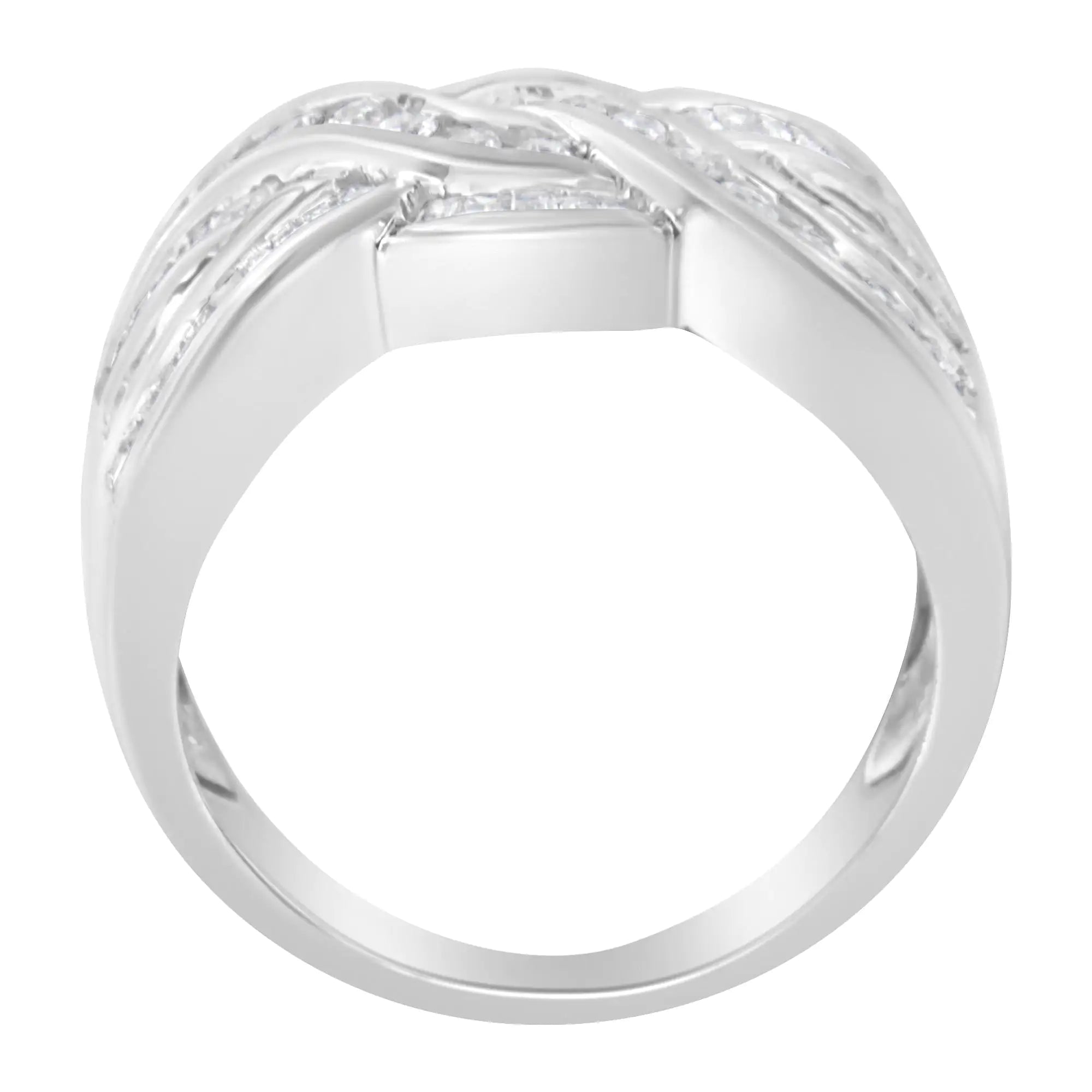 10K White Gold Diamond Bypass Ring (1 Cttw, H-I Color, I1-I2 Clarity)