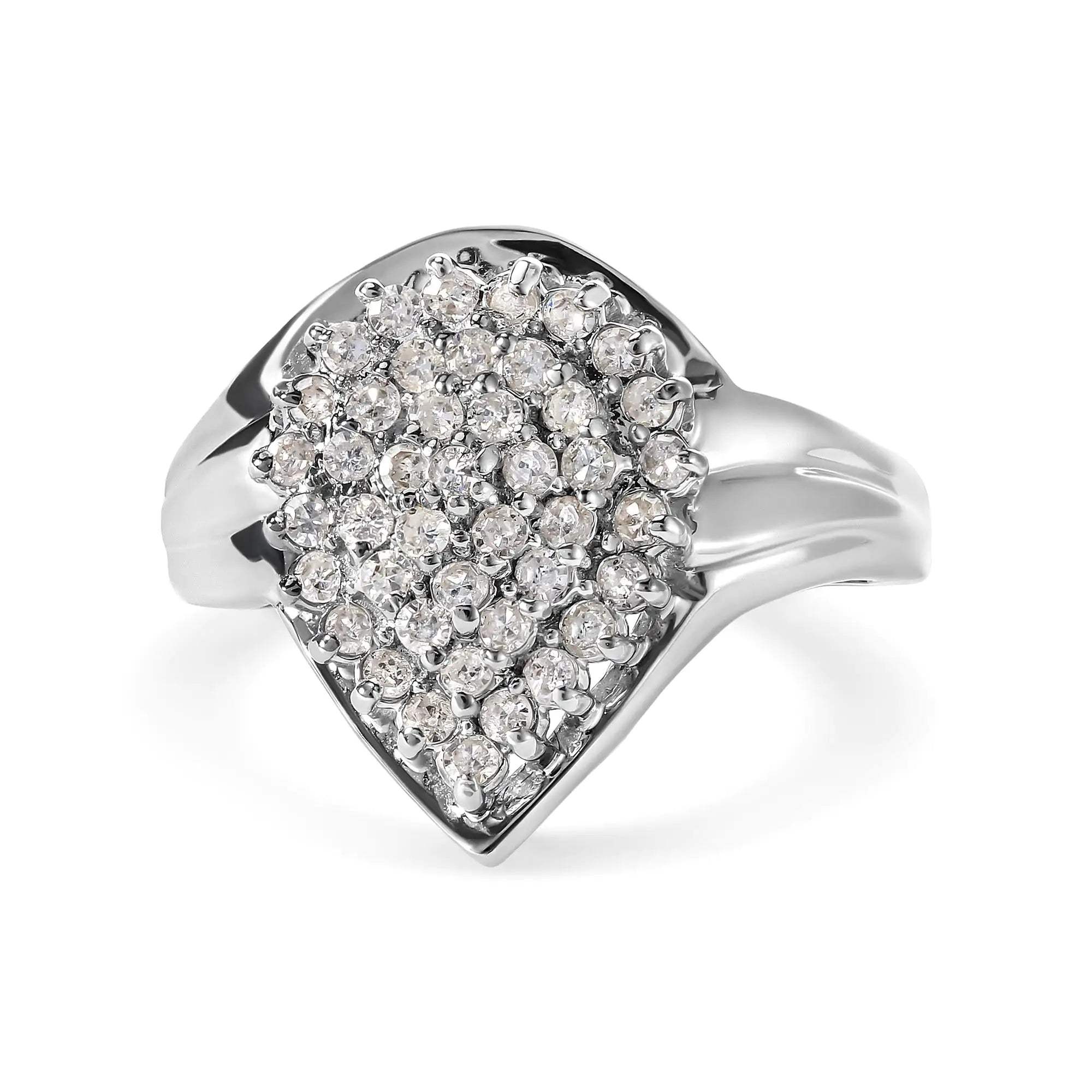 10K White Gold 1/2 Cttw Diamond Pear Shaped Cluster Ring (H-I Color, I1-I2 Clarity)