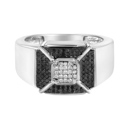 .925 Sterling Silver 3/8 Cttw Composite Enhanced Black and White Diamond Men&