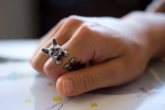 Antique Style French Bulldog Ring