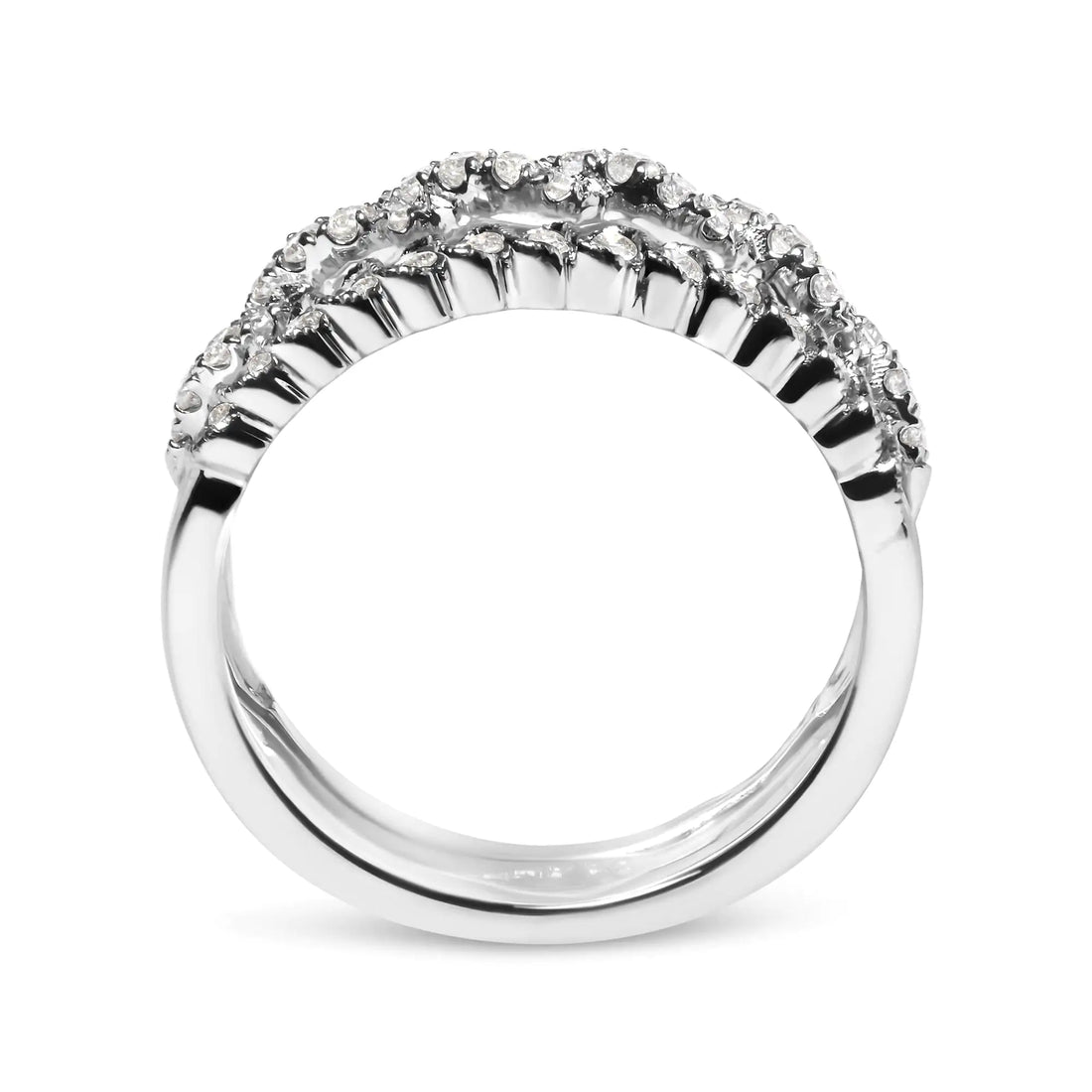 14k White Gold 1/2 Cttw Diamond Enhancer Wrap Ring Guard ( I-J Color, I2-I3 Clarity)