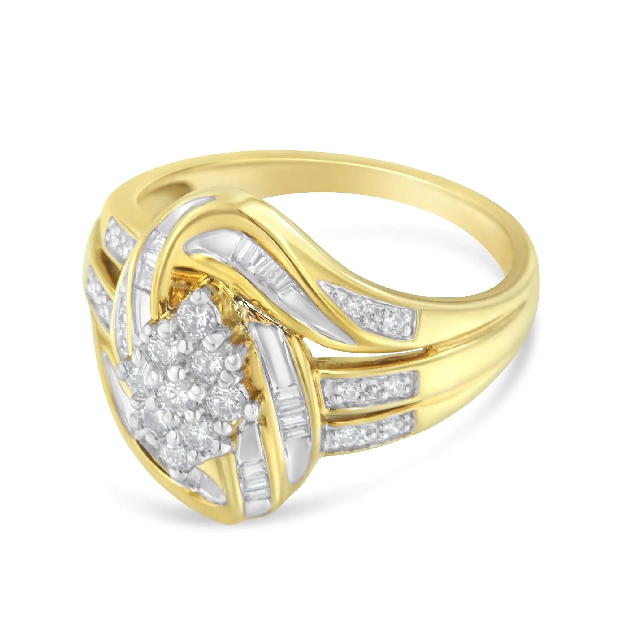 10KT Yellow Gold Diamond Cocktail Ring (1/2 cttw, H-I Color, SI2-I1 Clarity