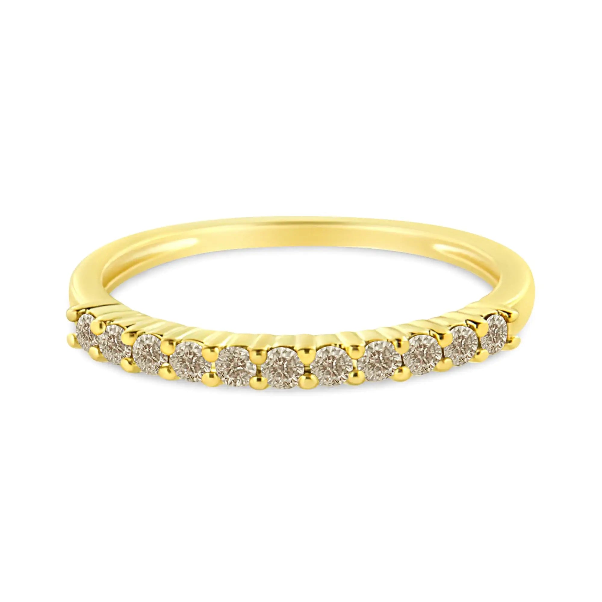 10K Yellow Gold Plated .925 Sterling Silver 1/4 Cttw Champagne Diamond Band Ring (K-L Color, I1-I2 Clarity)