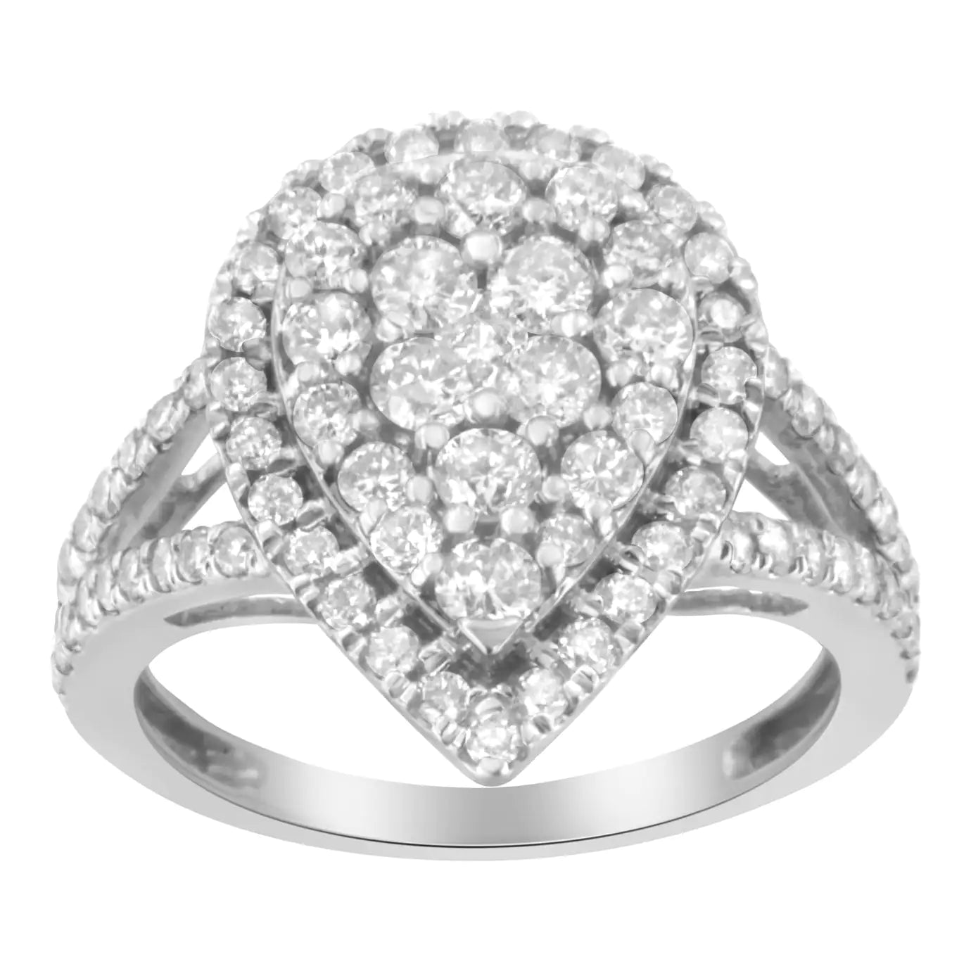 .925 Sterling Silver Diamond Cluster Ring (1 1/2 Cttw, H-I Color, I1-I2 Clarity)