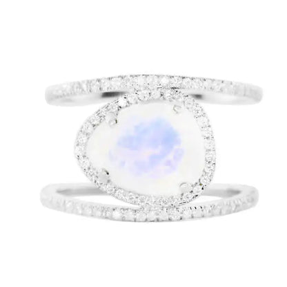 Double Band Moonstone Ring