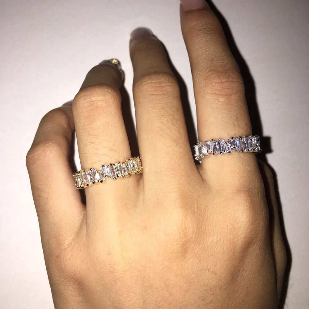 Thin Baguette T Ring Stone Rings