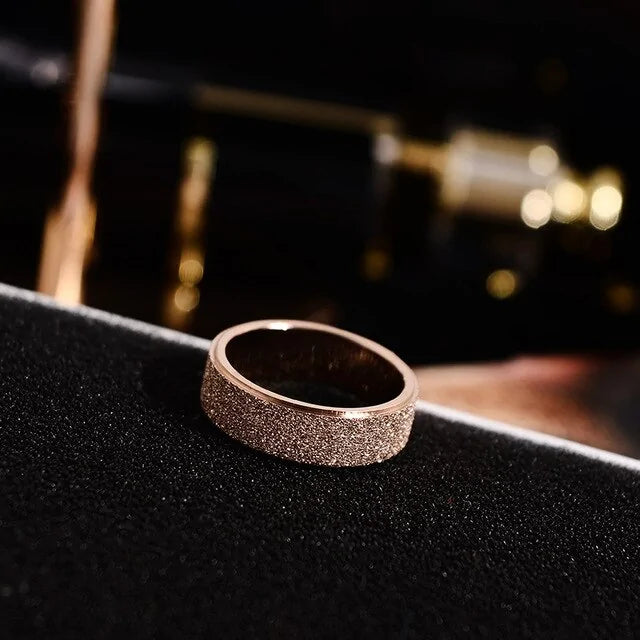 Rose Gold Color Frosted Finger Ring