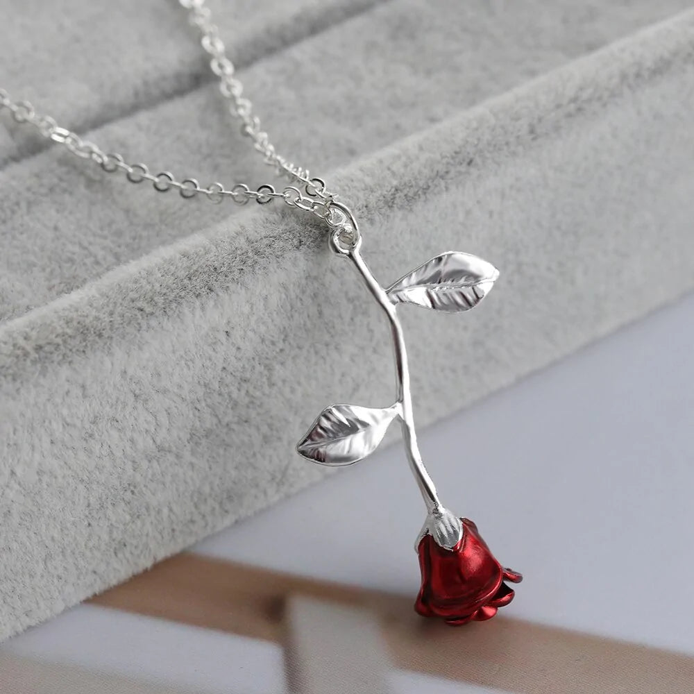 Red Rose Flower Necklace