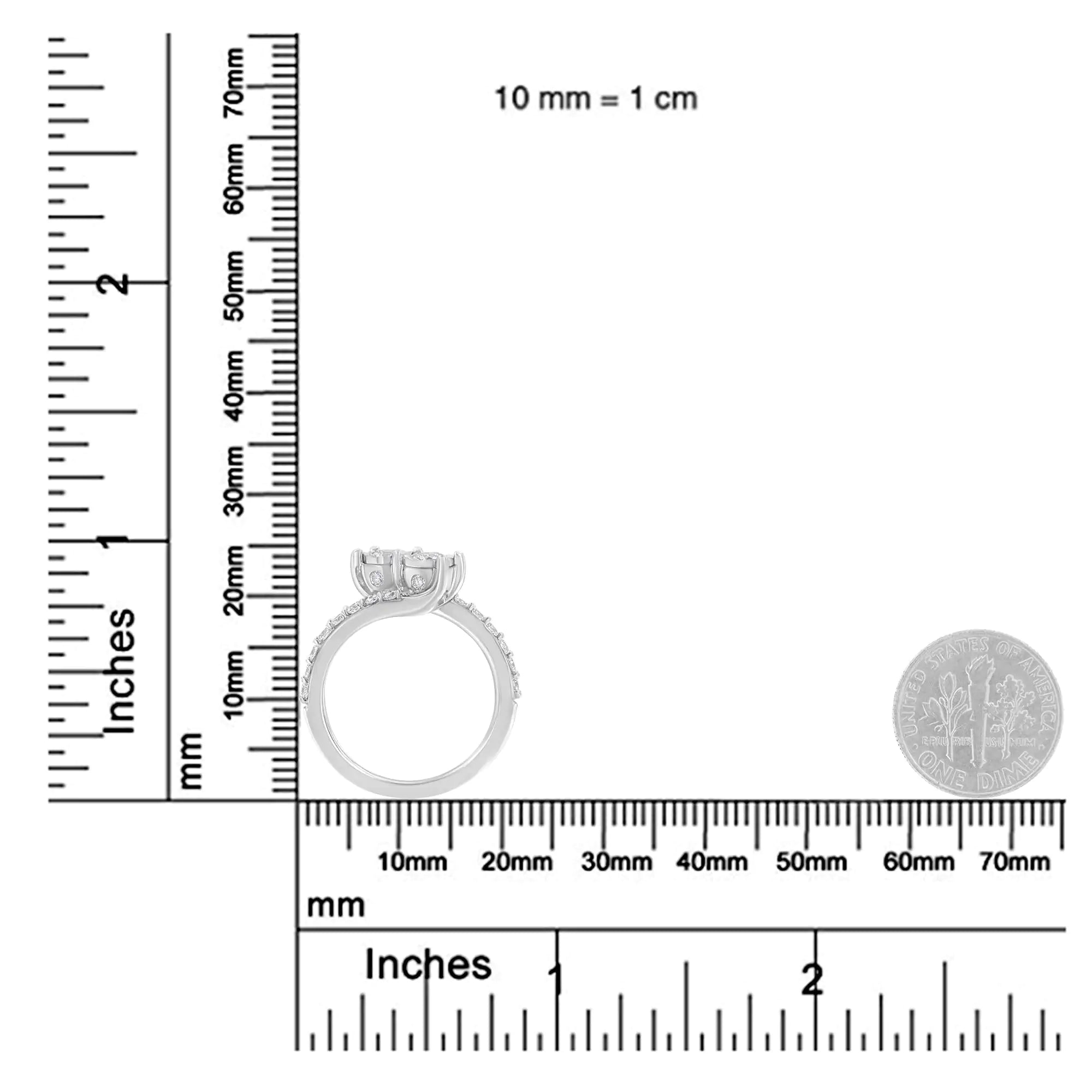 10K White Gold Two-Stone Miracle-Set Diamond Bypass Ring (1 Cttw, H-I Color, I1-I2 Clarity)