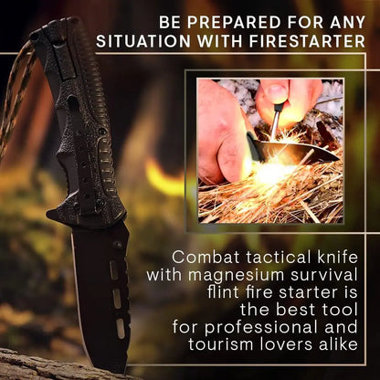 Tactical Folding Knife with Paracord, Whistle &amp; Fire starter