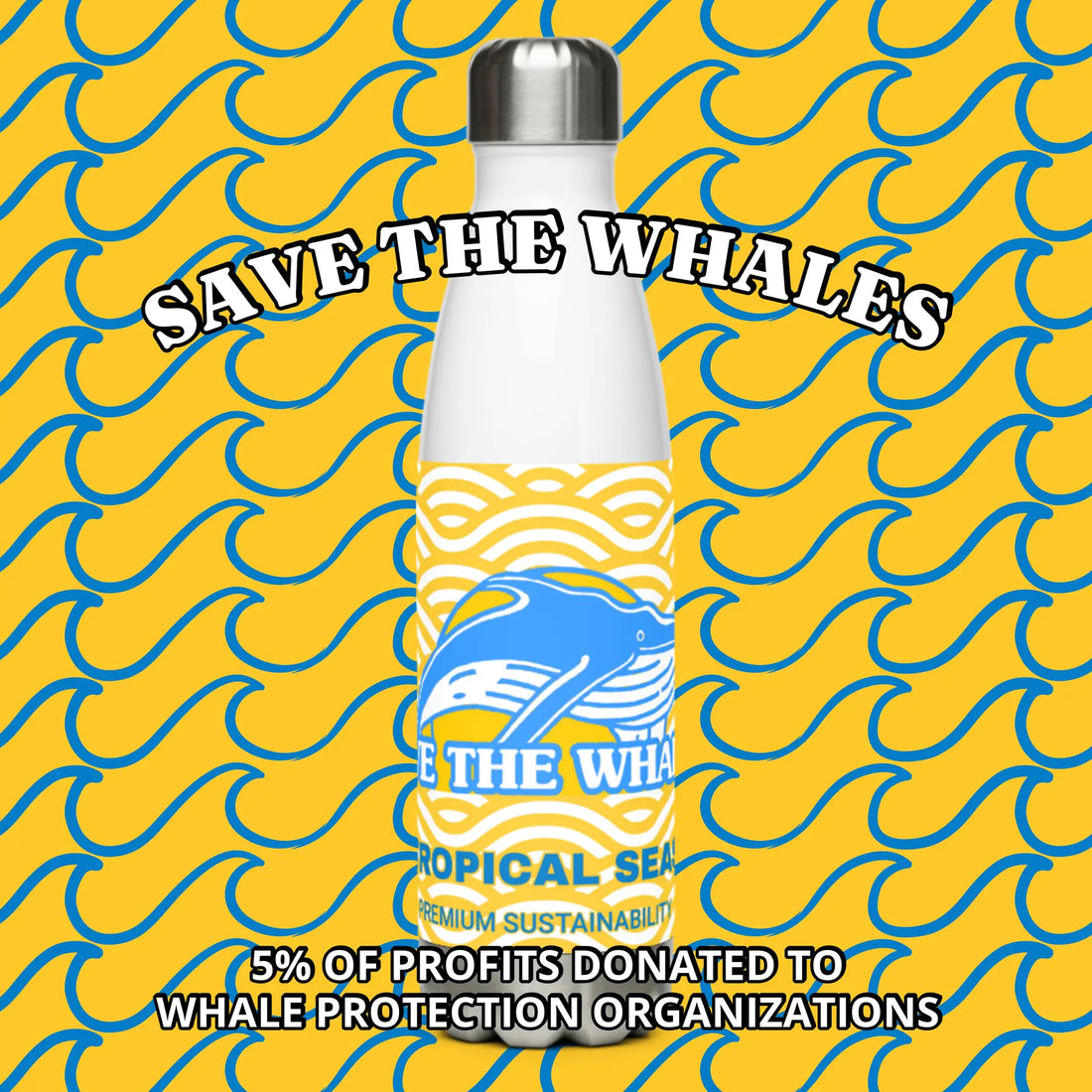 Save the Whales Stainless Steel Water Bottle