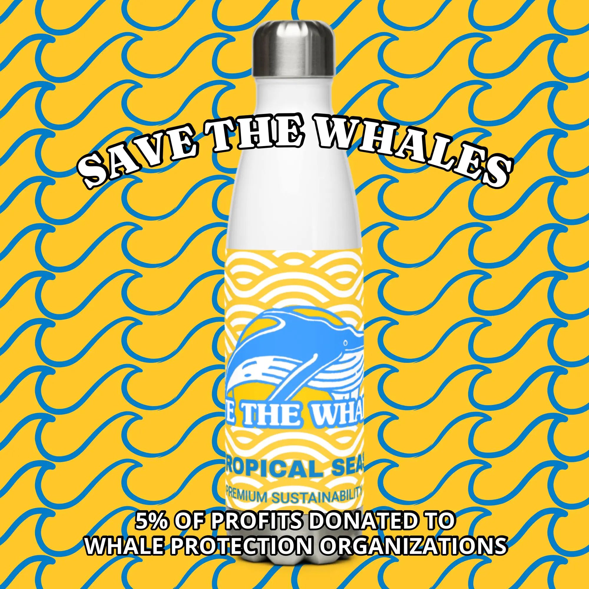 Save the Whales Stainless Steel Water Bottle