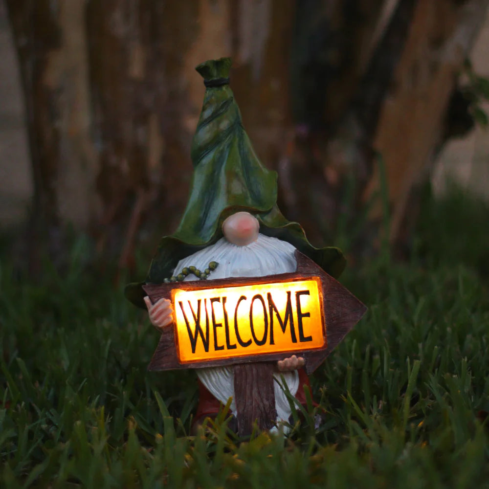 Solar Garden Gnome [Welcome Sign]