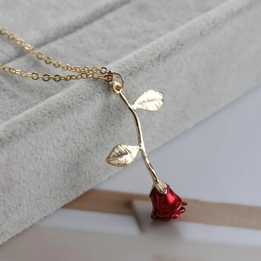 Red Rose Flower Necklace