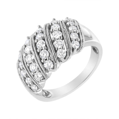 .925 Sterling Silver 1 cttw Lab Grown Diamond Cluster Band Ring (F-G Color, VS2-SI1 Clarity)