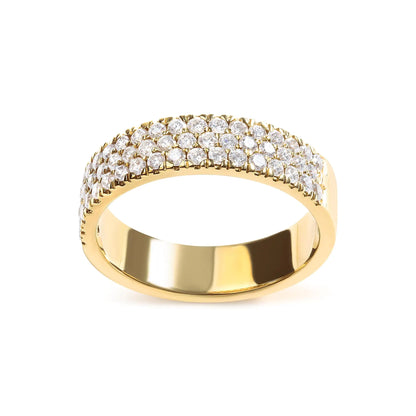 14K Yellow Gold Pave Set 3/4 cttw Multi Row Diamond Band Ring  (H-I Color, SI2-I1 Clarity)