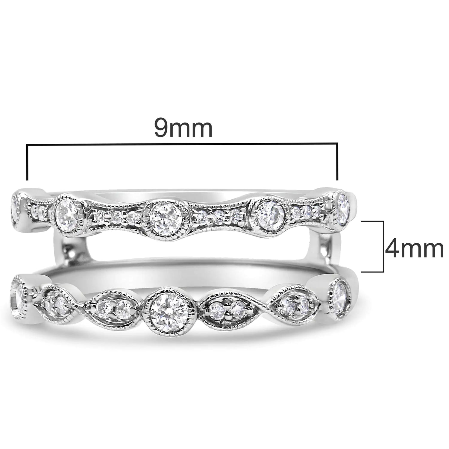 14K White Gold 1/3 Cttw Diamond Parallel Split Shank Wrap Ring Guard Enhancer (I-J Color, I2-I3 Clarity)