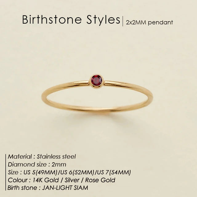 Stainless Steel Birthstone Ring