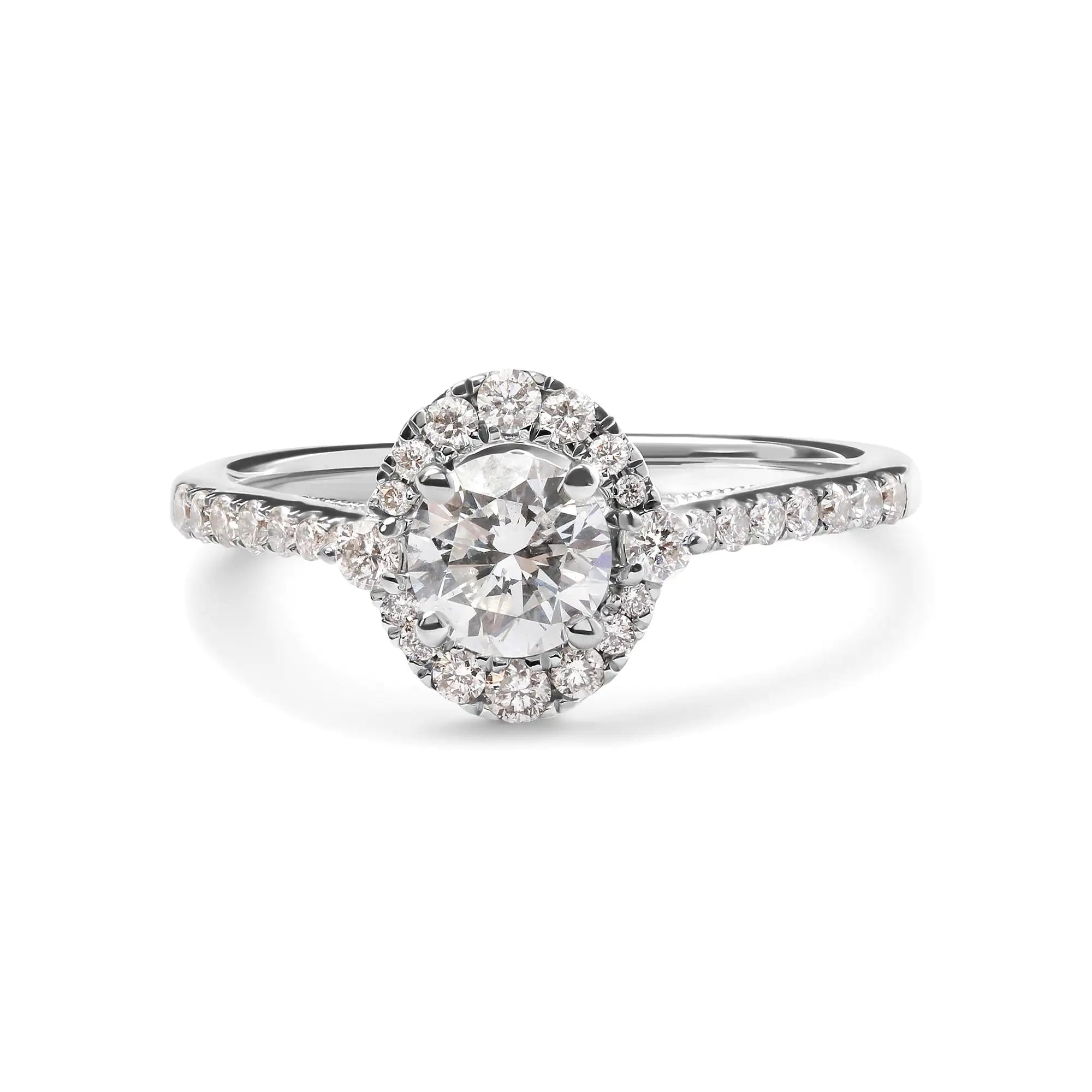 GIA Certified 14k White Gold 1.00 Cttw Diamond Halo Engagement Ring (G-H Color, I1-I2 Clarity)