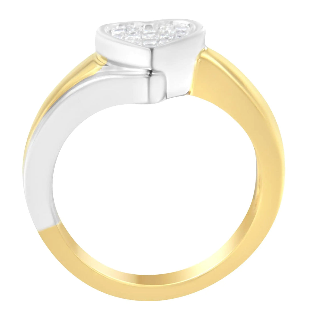 14K Two-Toned Gold Princess-Cut Diamond Heart Promise Ring (1/4 Cttw, H-I Color, I1-I2 Clarity)