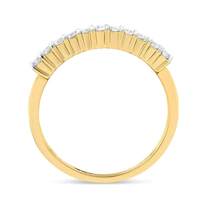 10K Yellow Gold Plated .925 Sterling Silver 1/4 Cttw Shared Prong Set Champagne Diamond Band Ring (K-L Color, I1-I2 Clarity)