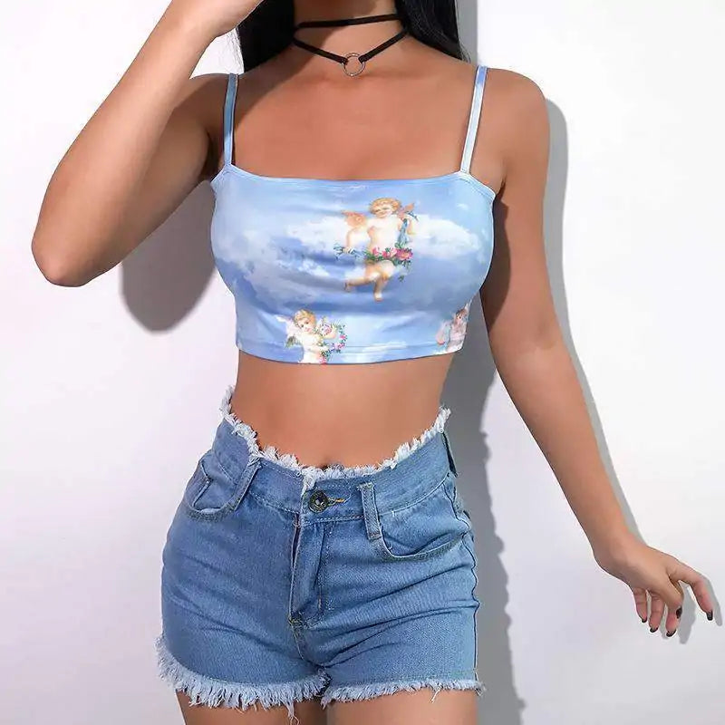 Blue Tank Crop Top